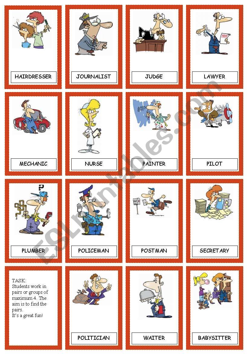 JOBS MEMORY CARDS SET 2/2 worksheet