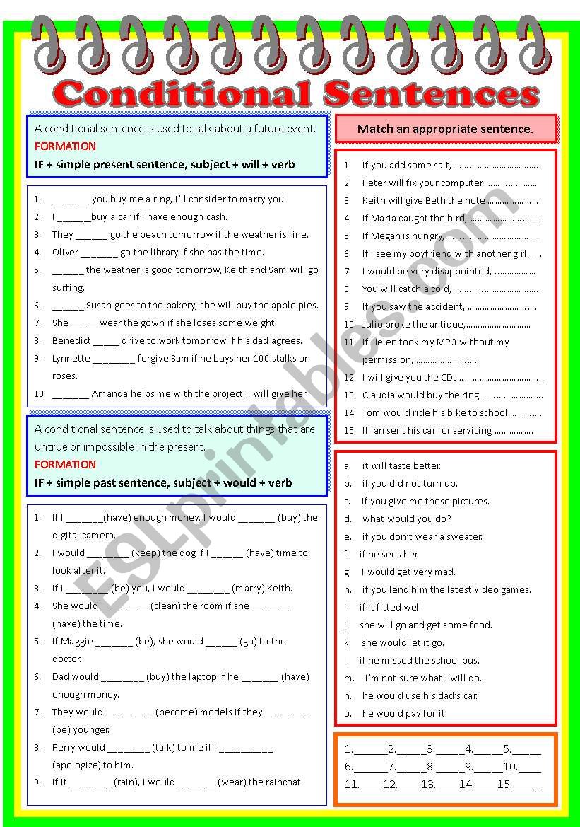 Conditional Sentences  (B/W & Keys)