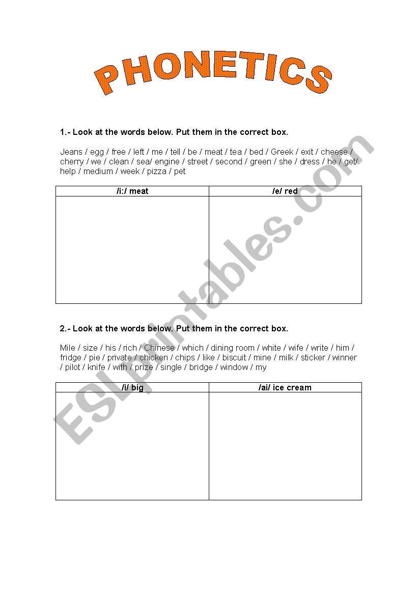 Phonetics activities worksheet