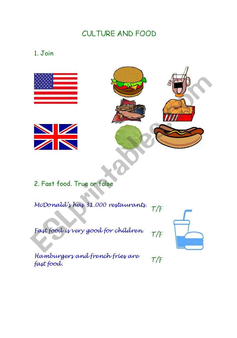 Food and culture worksheet