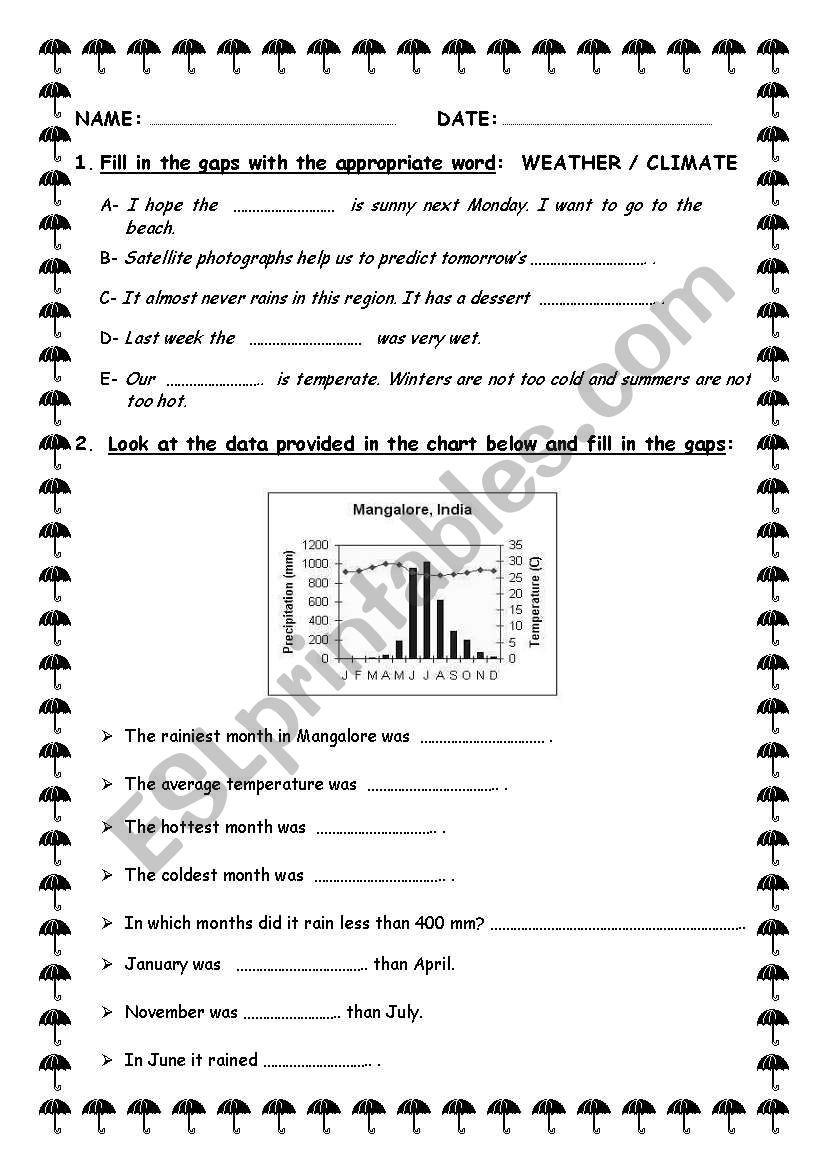 WEATHER &CLIMATE worksheet