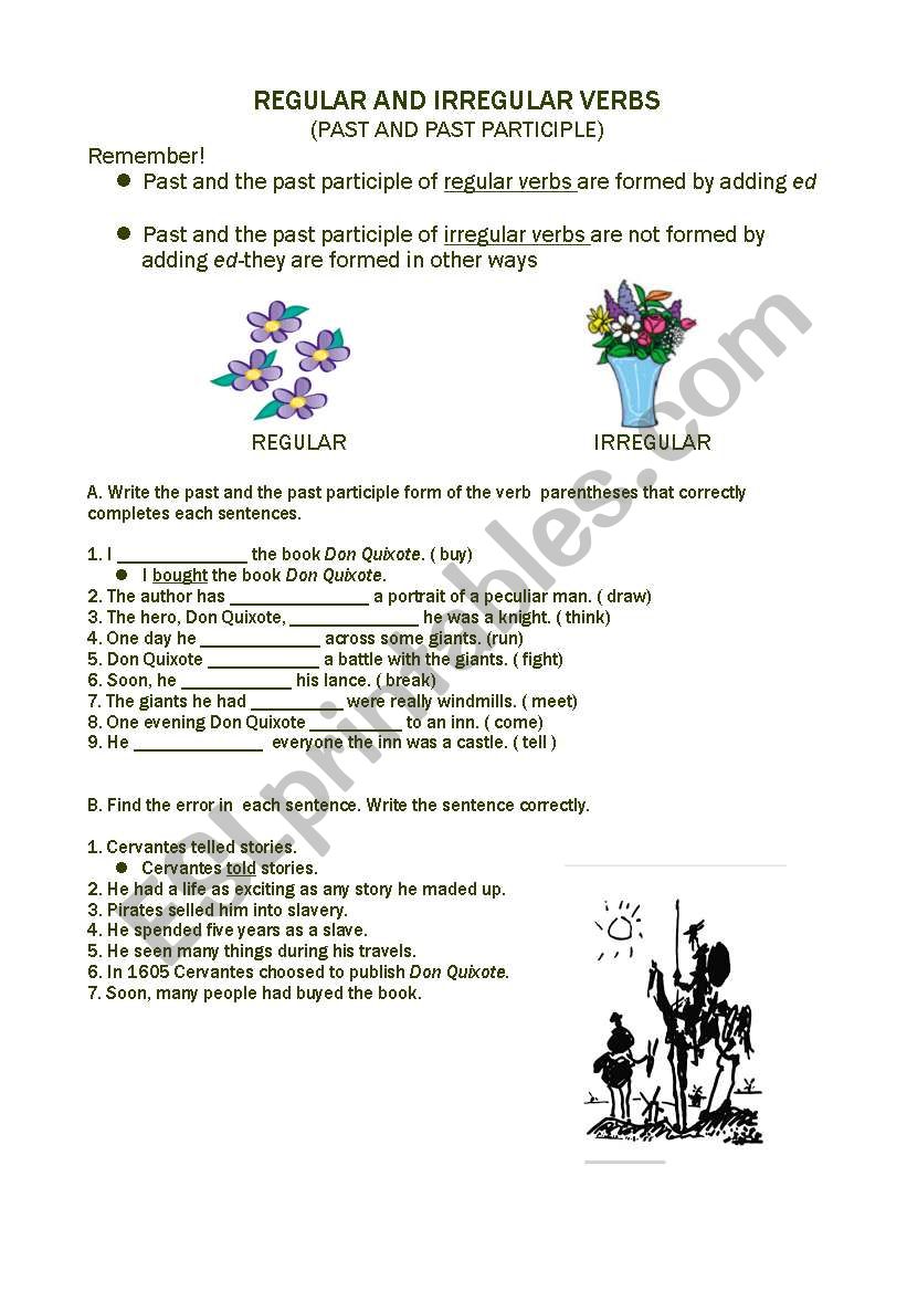 Regular and irregular verbs worksheet