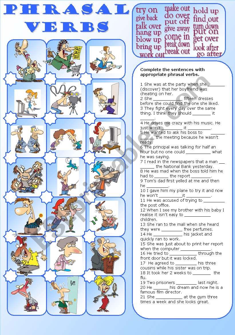 phrasal verbs (with key) worksheet