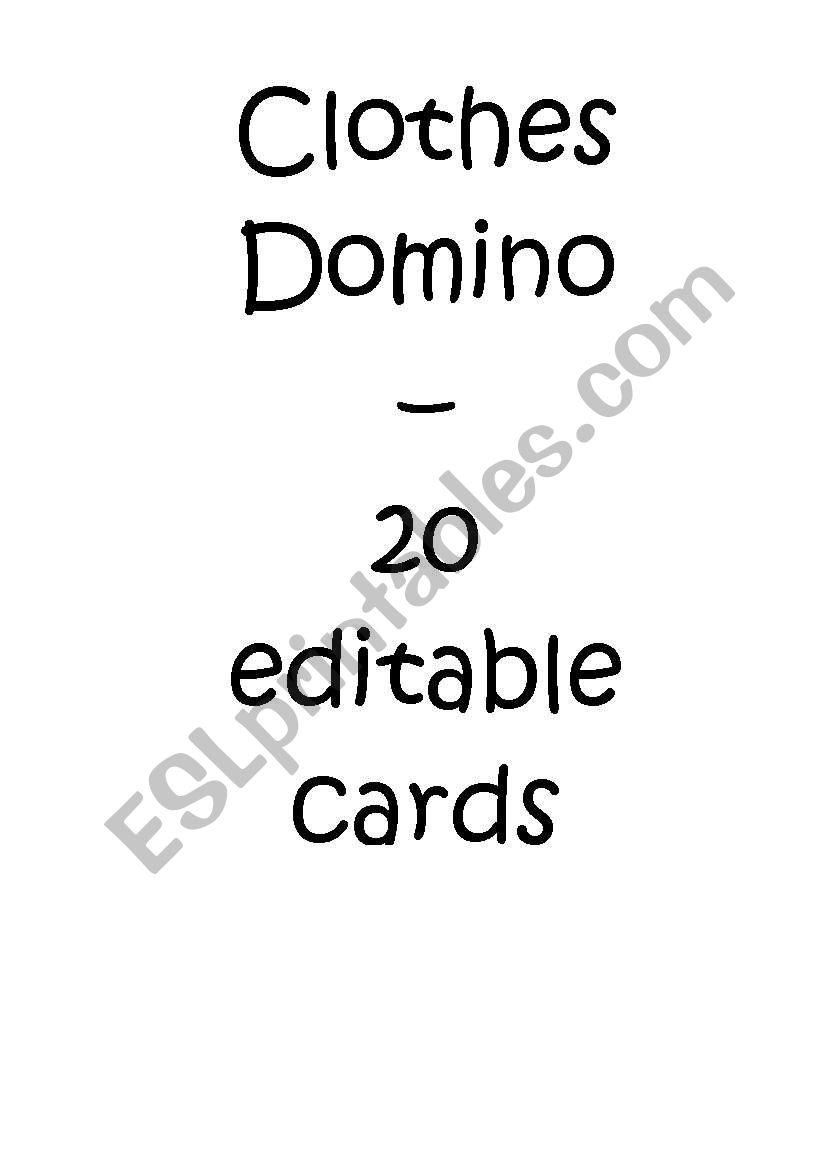 clothes domino / dominoes worksheet