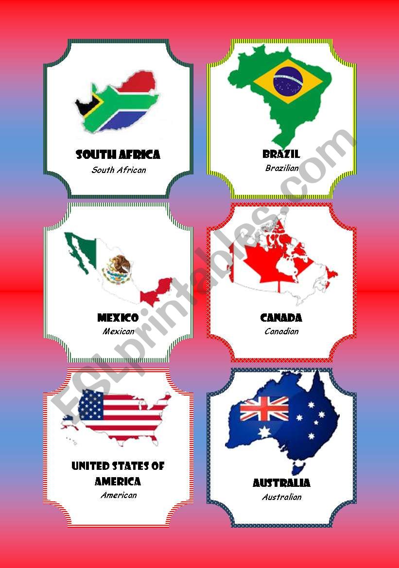 COUNTRIES & NATIONALITIES worksheet