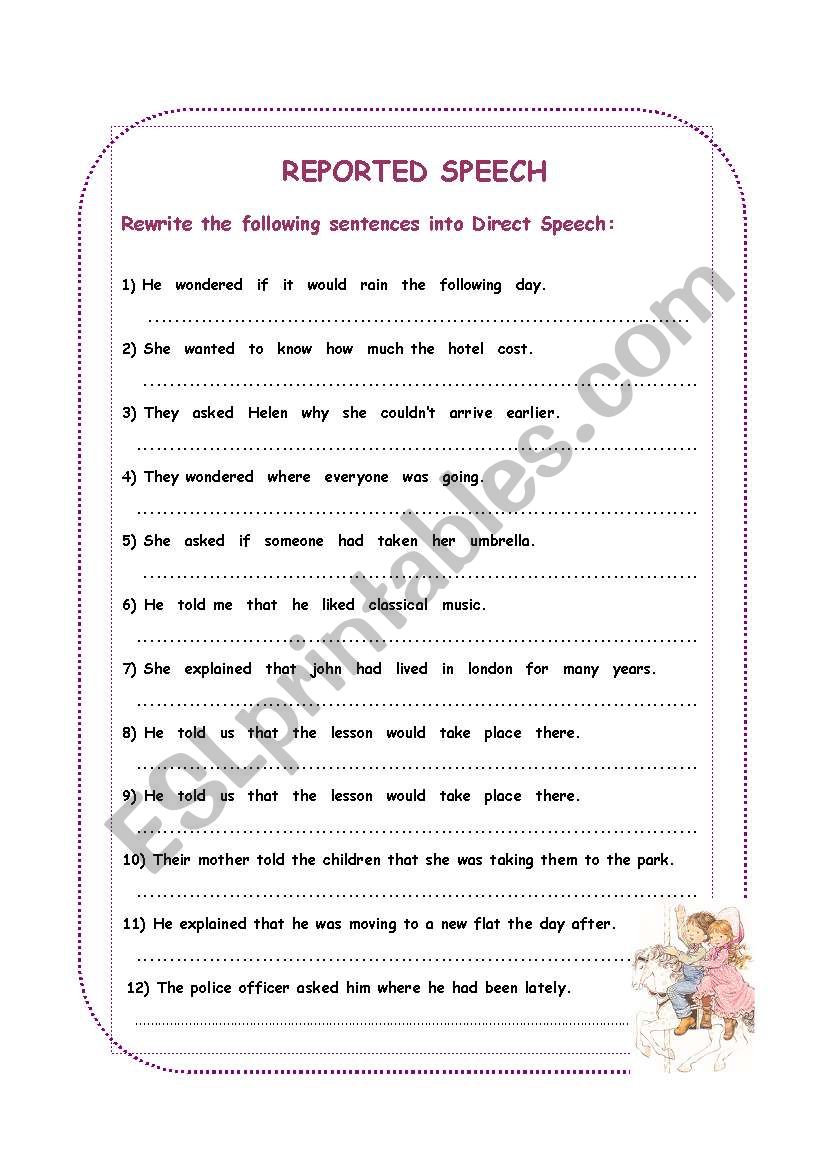 Direct Speech worksheet