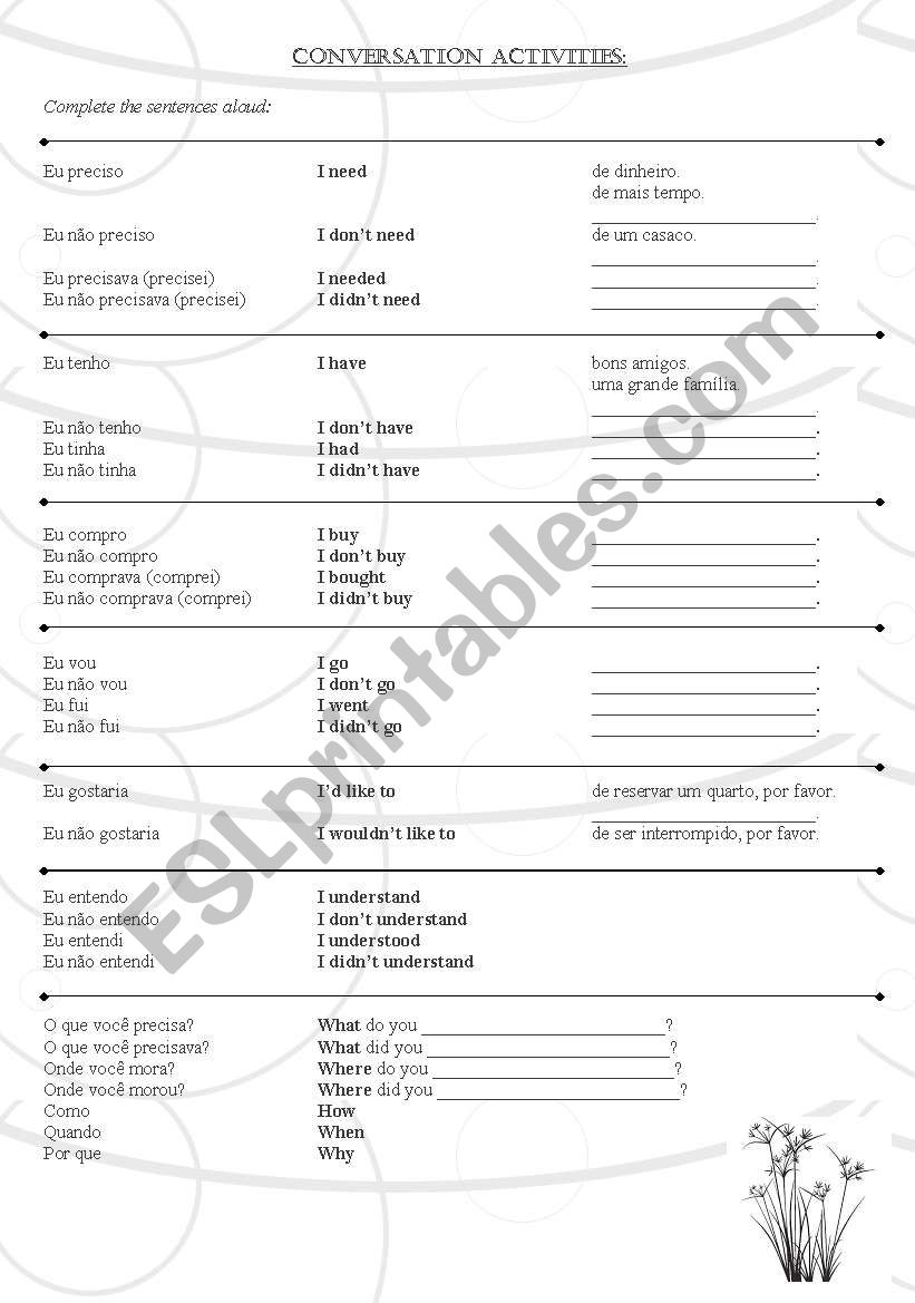 Repetition Activity worksheet