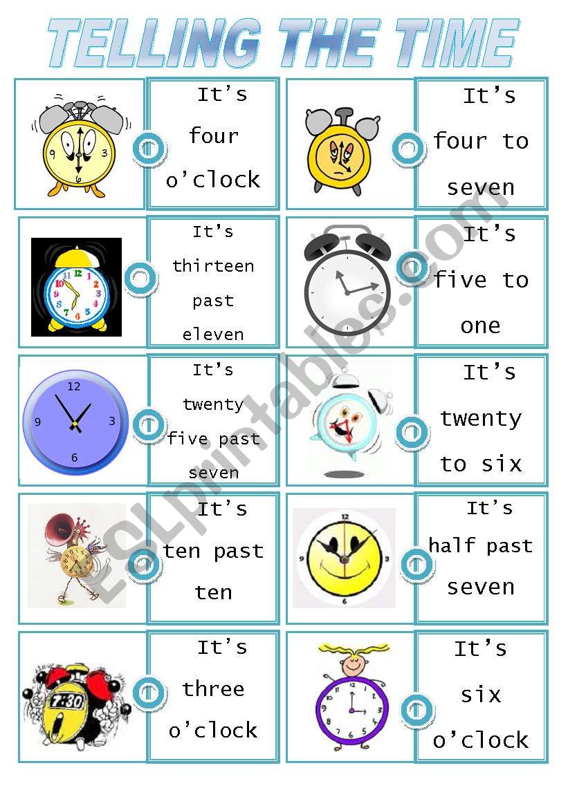 Time dominoes set 2 worksheet
