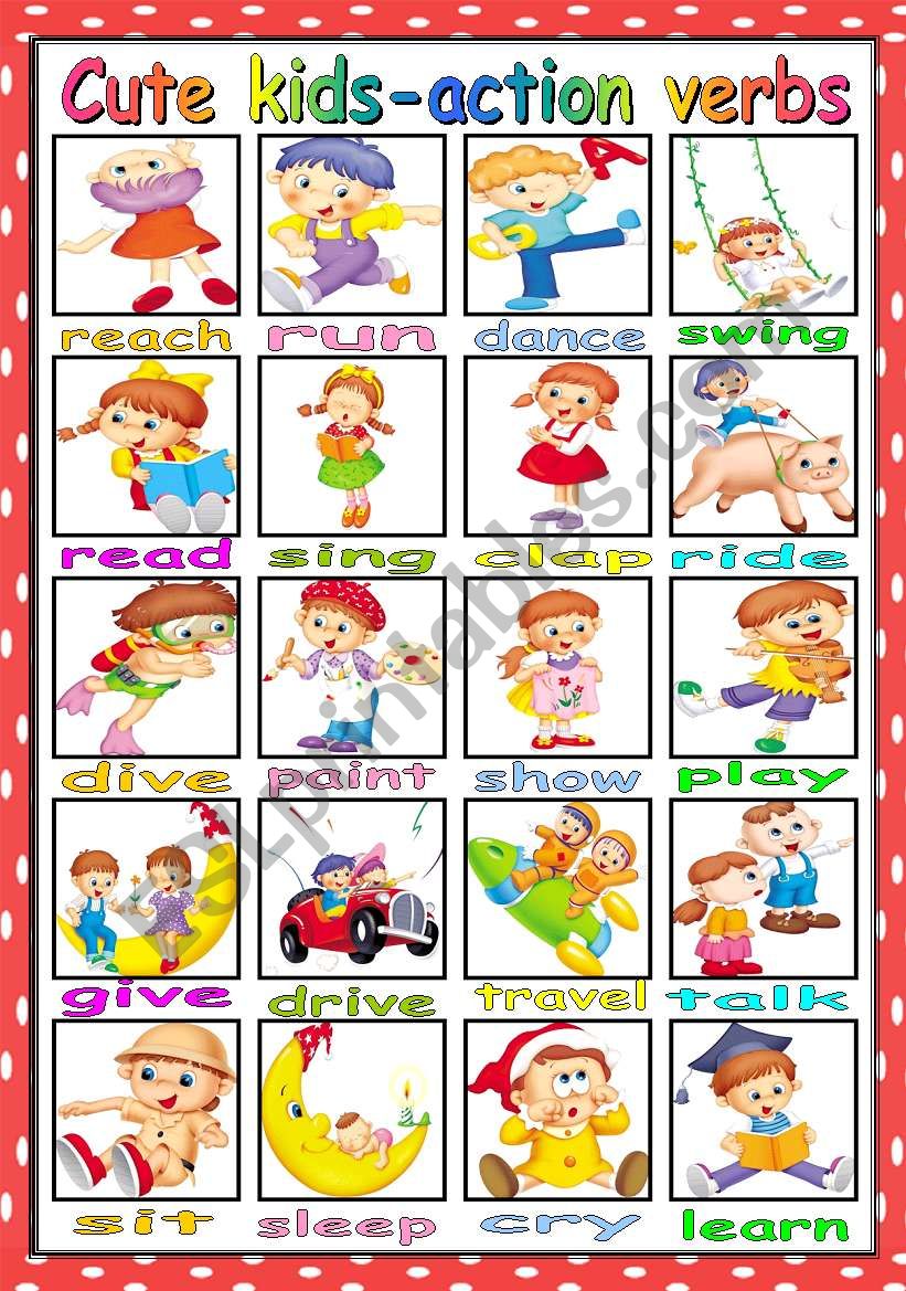 action verb list for kids