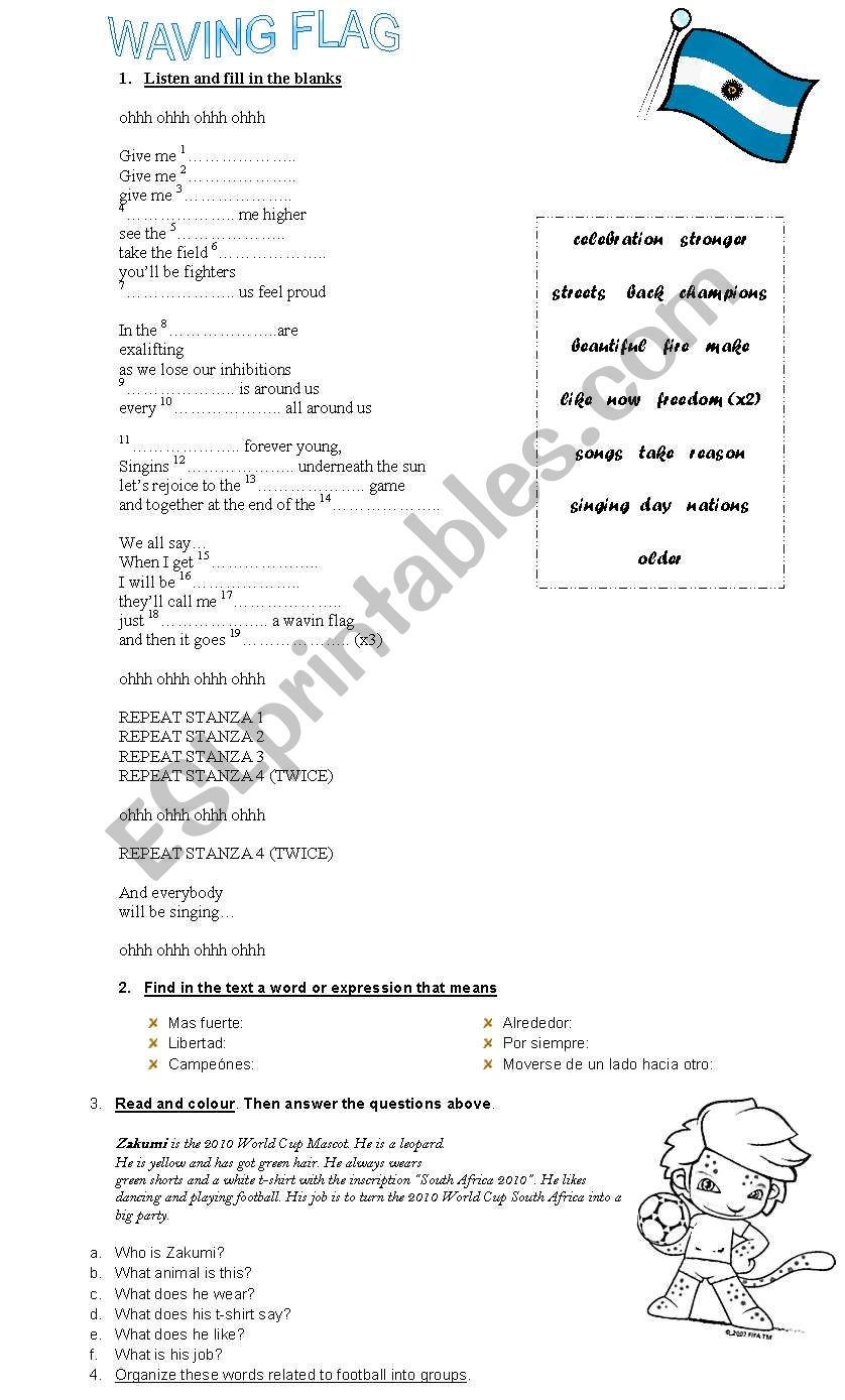 2010 Football World Cup worksheet