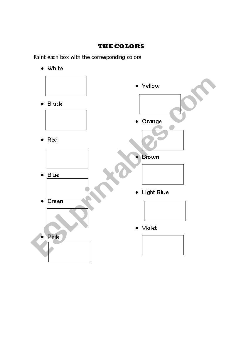 The Main Colors worksheet