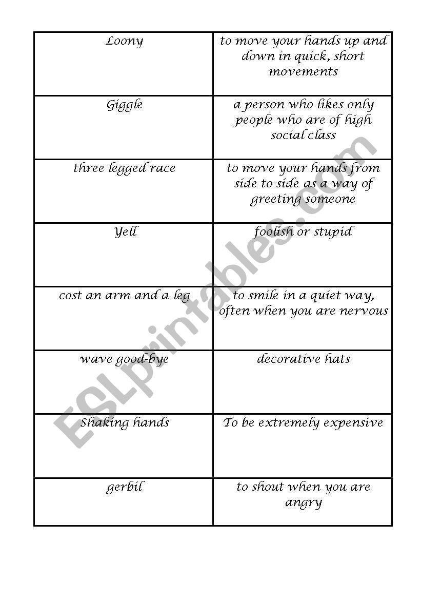 Samantha the Snob-Vocabulary worksheet