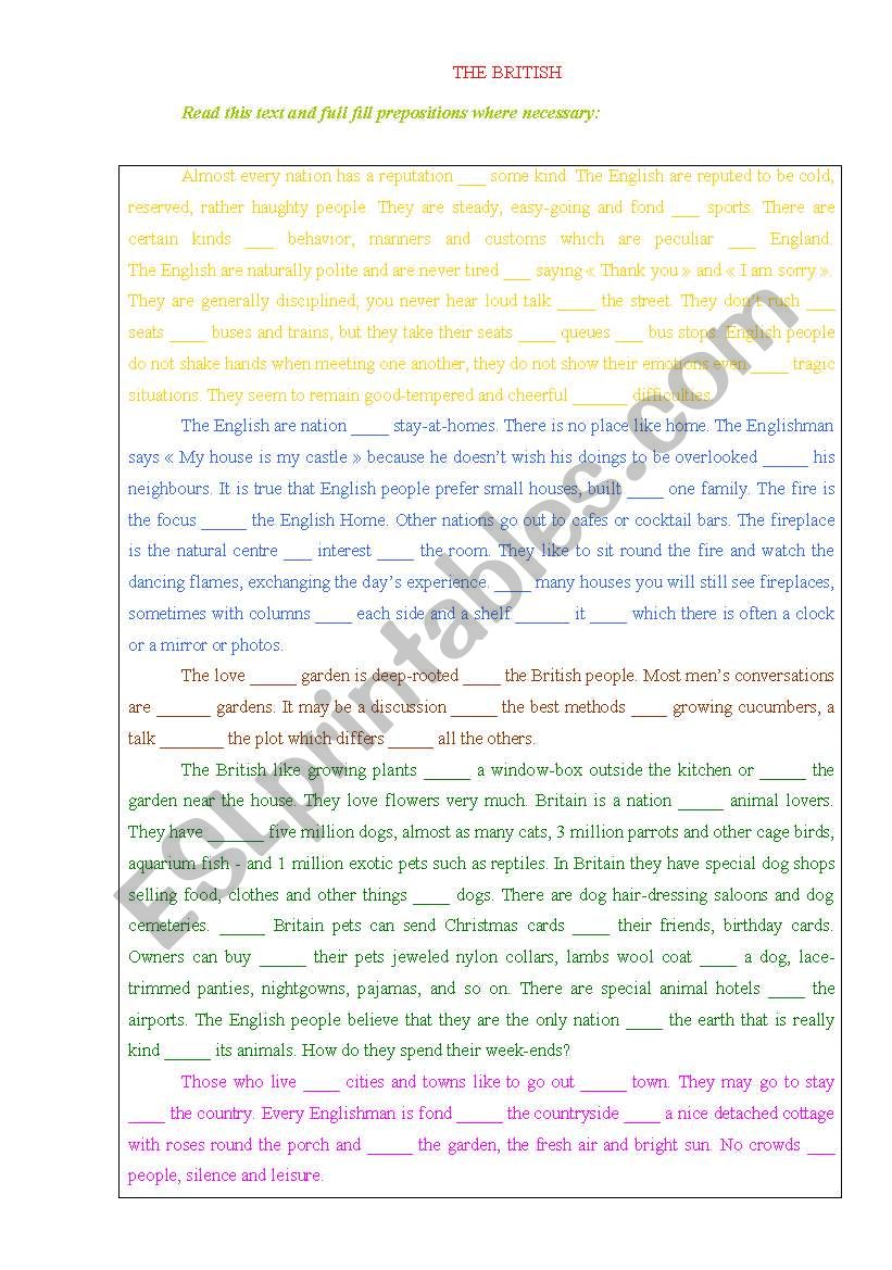 The British. Is it true? worksheet
