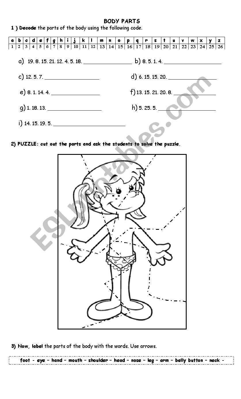 BODY PARTS worksheet