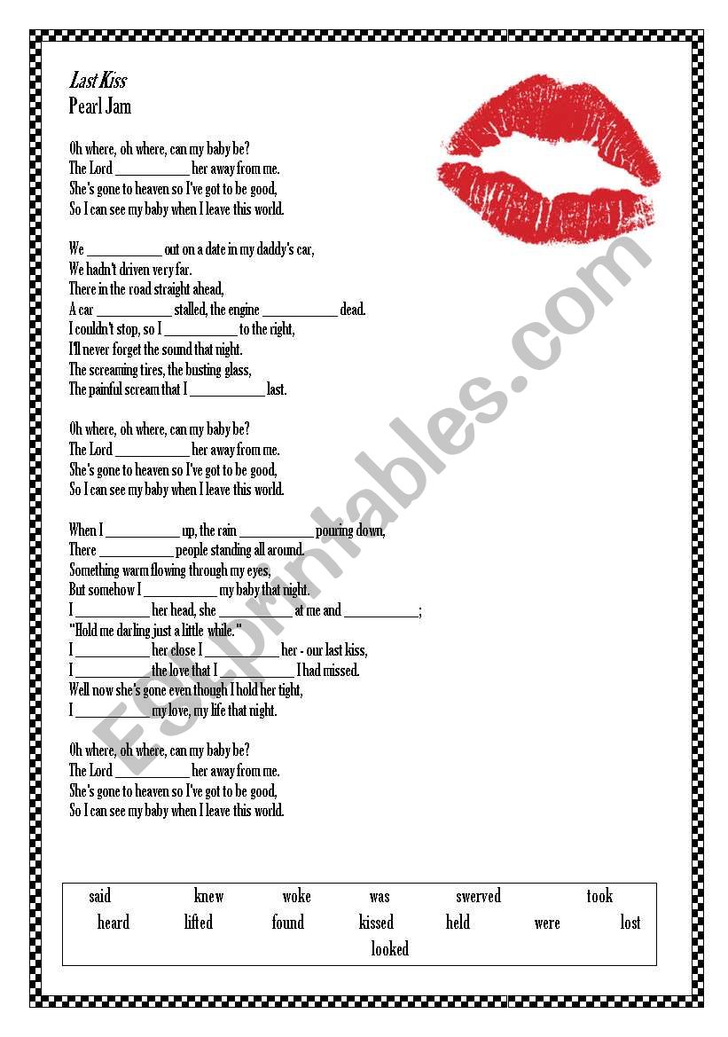 Last Kiss - Pearl Jam worksheet