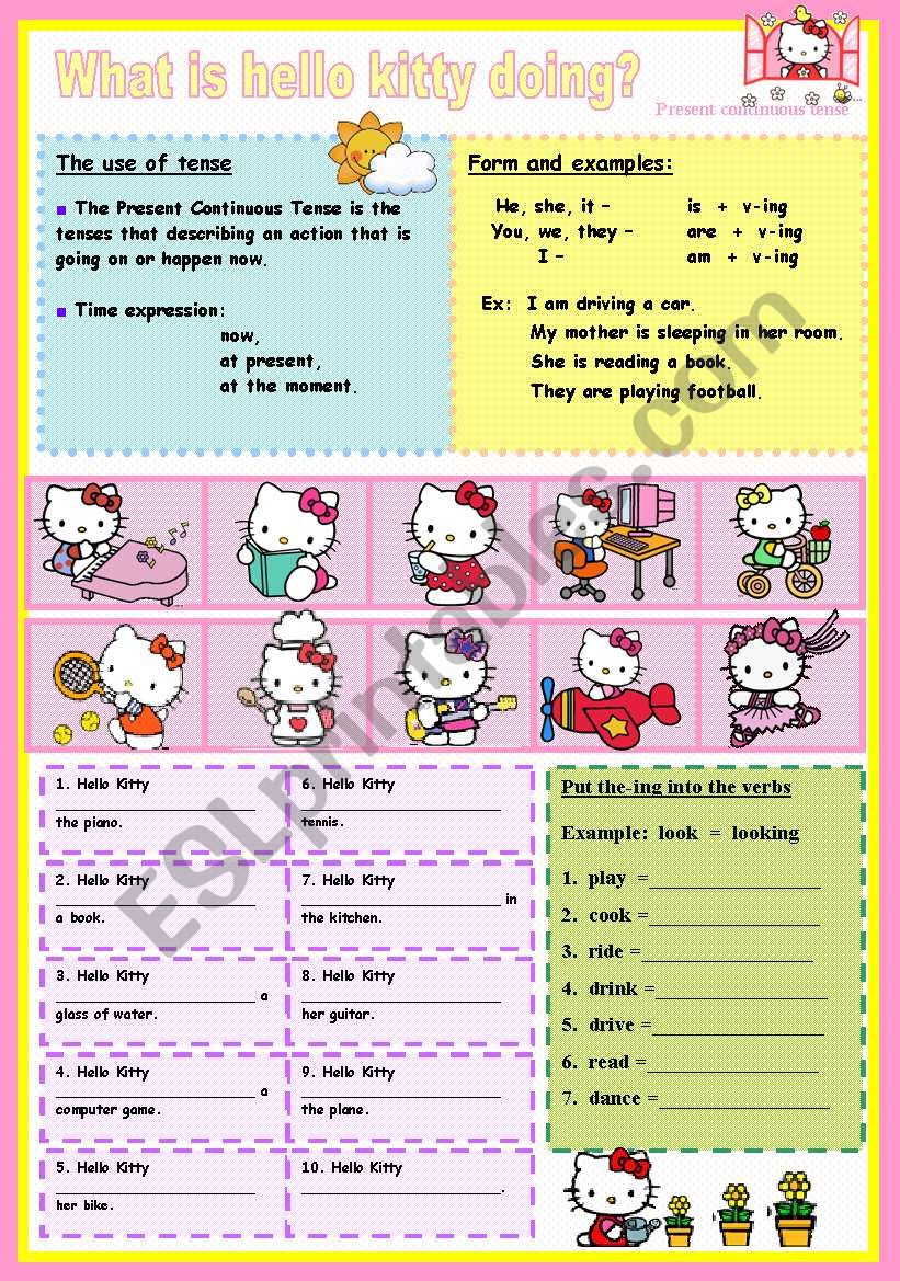 what is hello kitty doing? worksheet