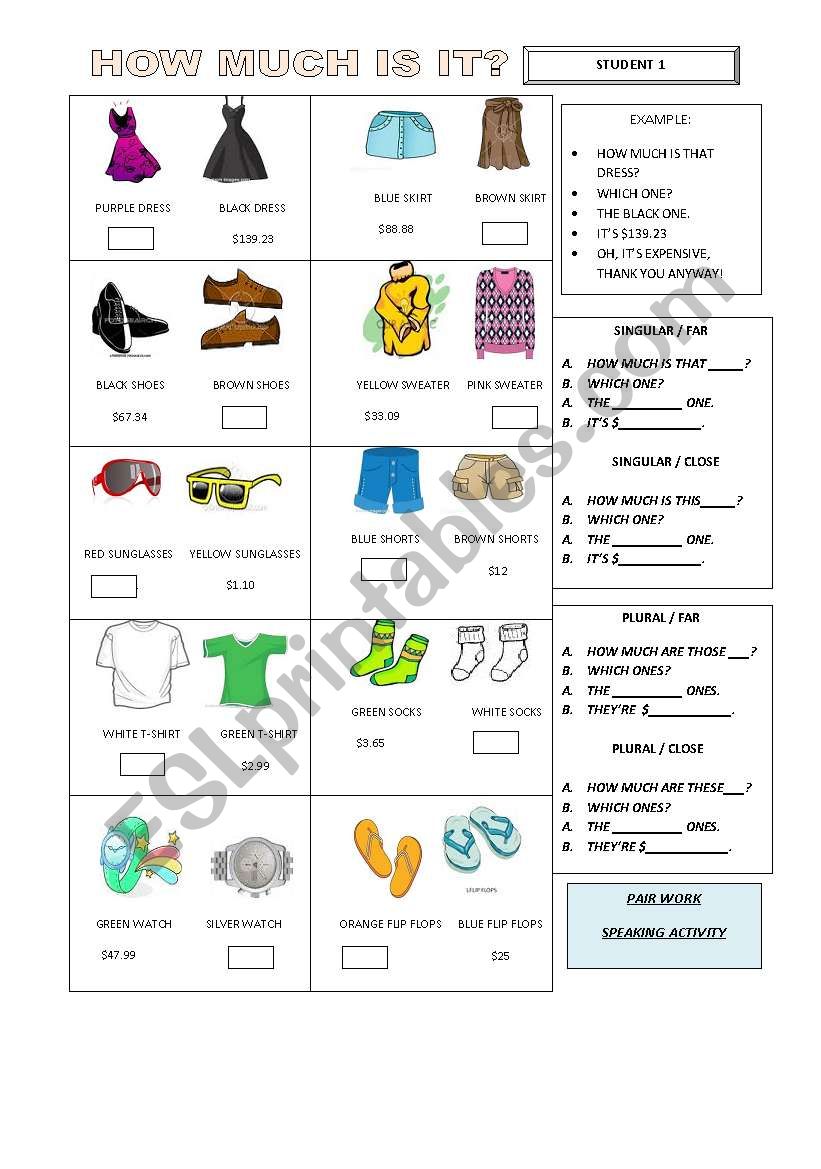 HOW MUCH IS IT??? SPEAKING ACTIVITY