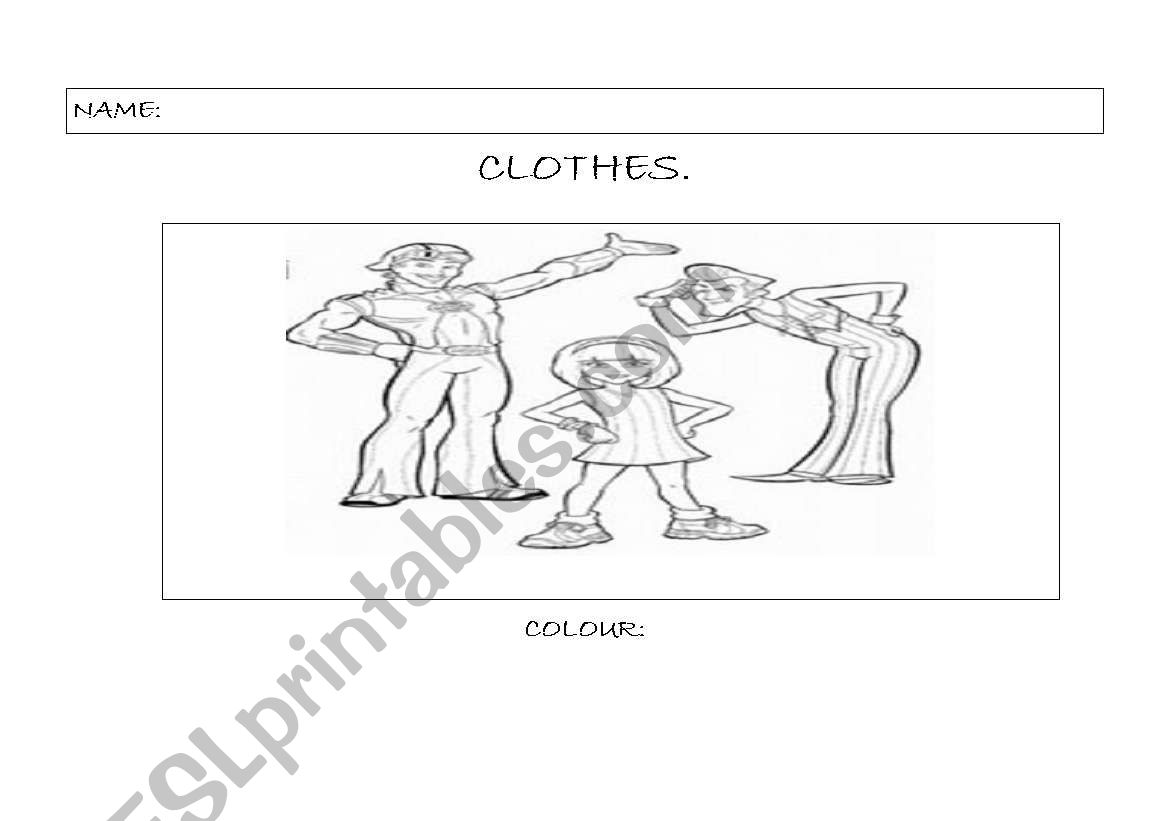 COLOUR THE CLOTHES worksheet