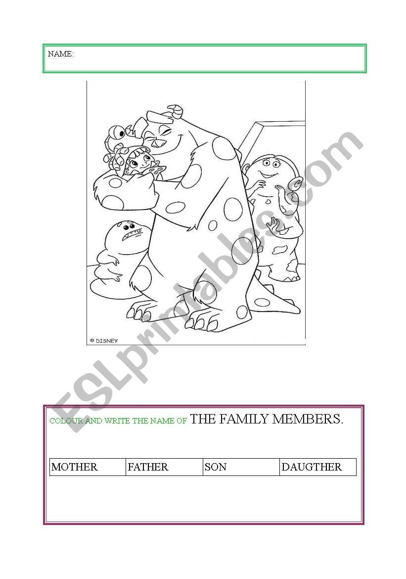 MY MONSTER FAMILY worksheet