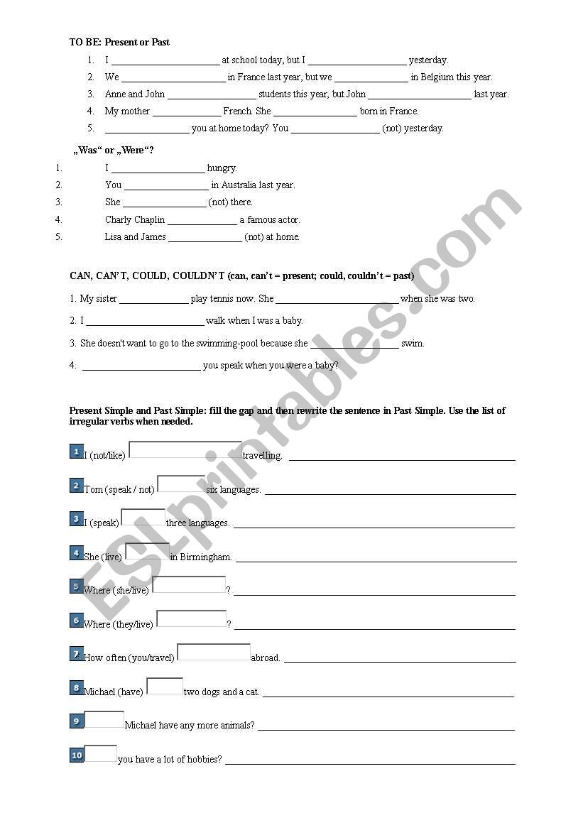 Simple Tenses worksheet