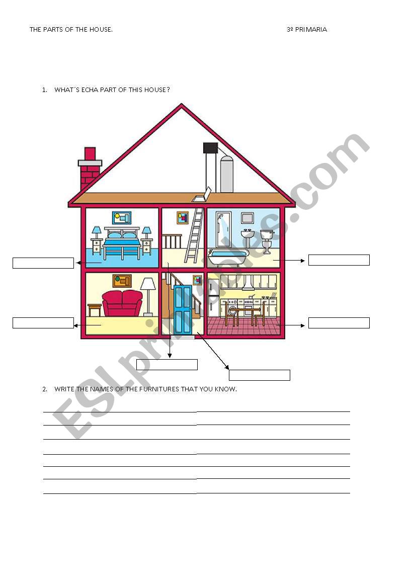 PARTS OF THE HOUSE worksheet