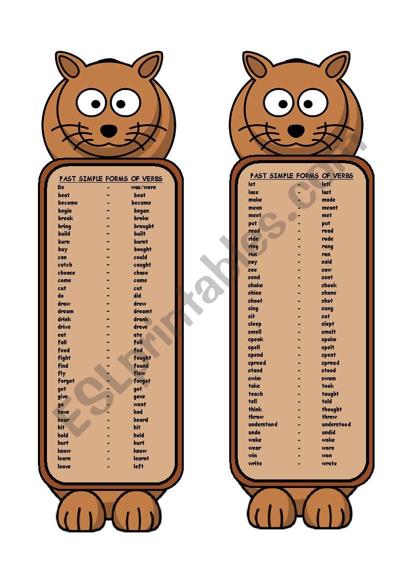 Irregular verbs (past simple) DOUBLE SIDED