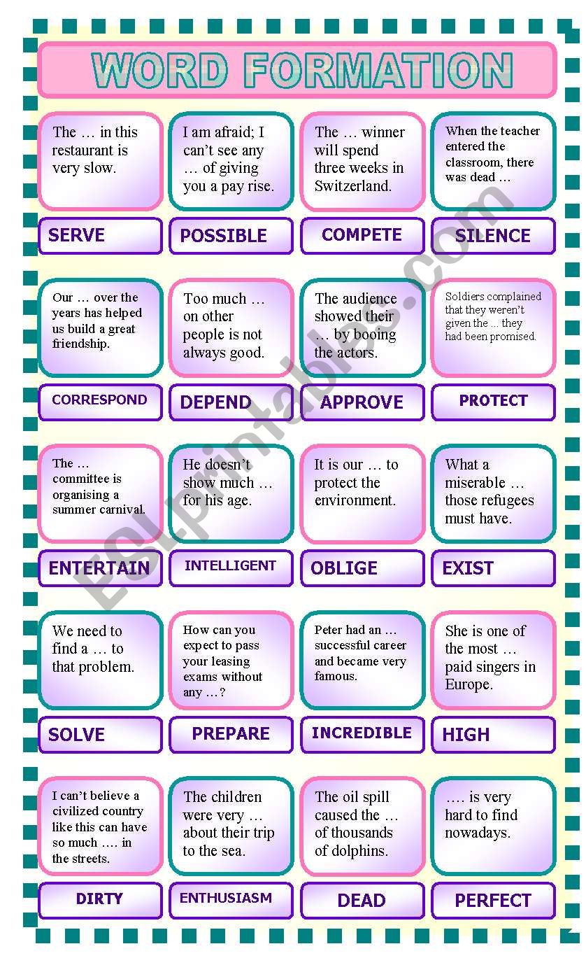 Word formation 3 worksheet