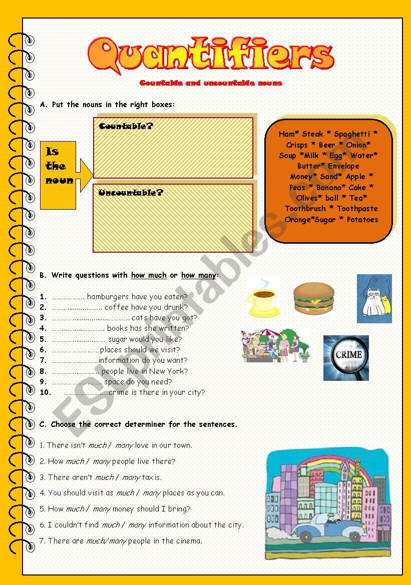 Quantifiers with Countable and Uncountable nouns