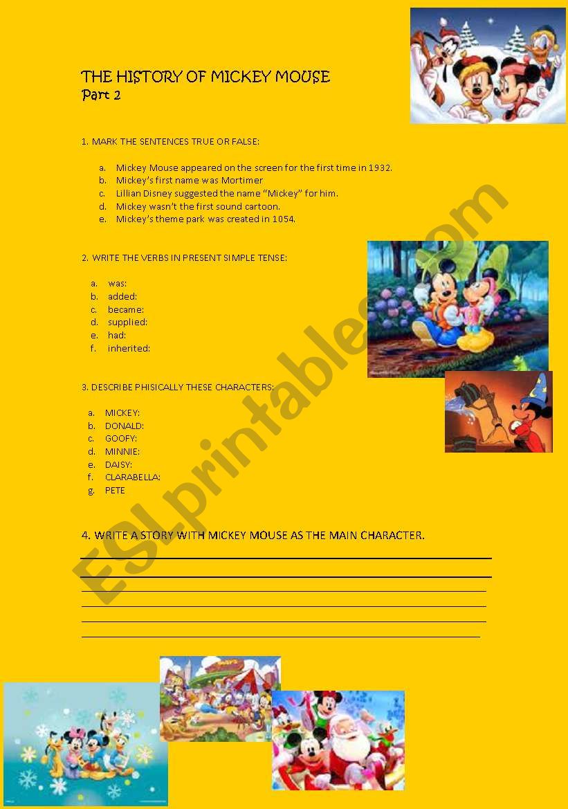 the history of MIckey Mouse part 2 exercises