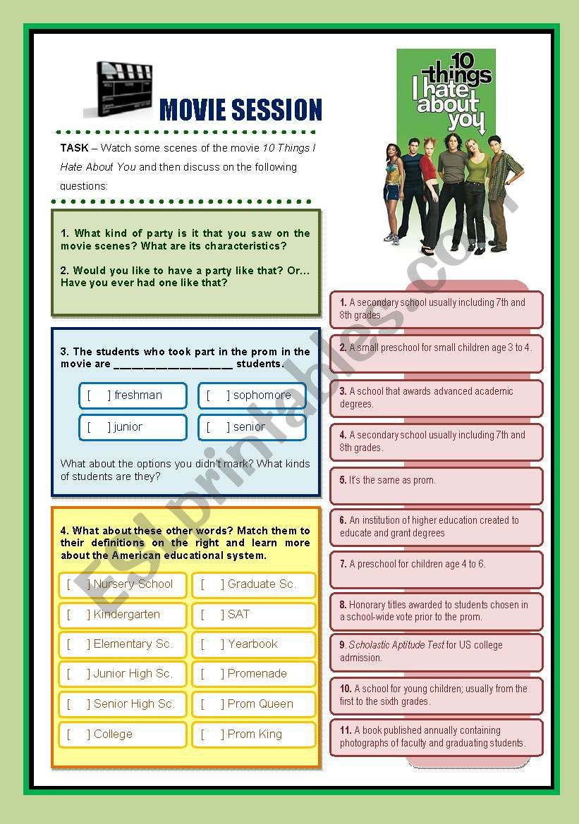 MOVIE SESSION - 10 Things I Hate About You - Proms and American School System