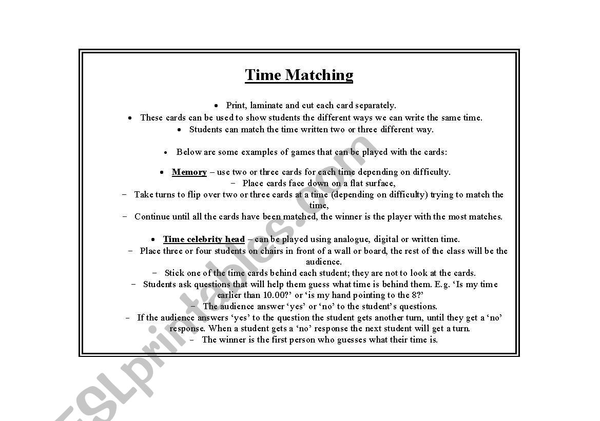 Time - Quarter to and Quarter past game