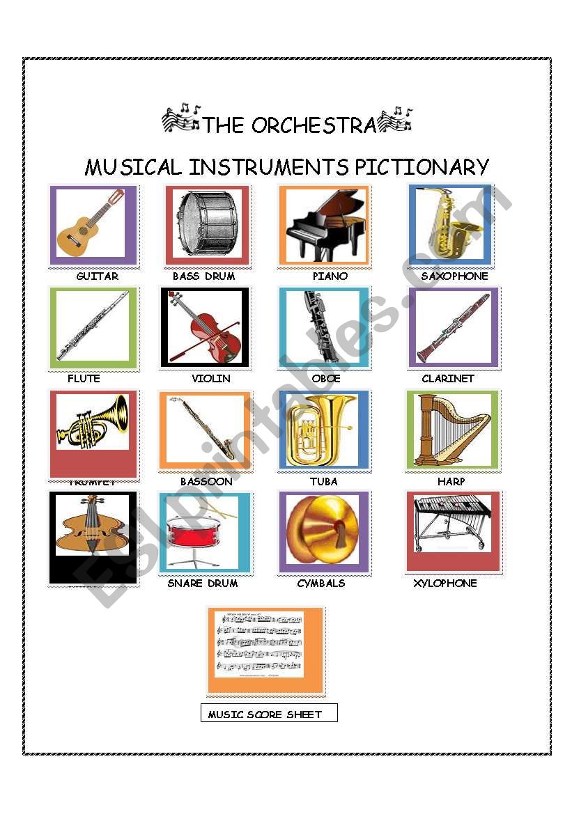 MUSICAL FUN AND PICTIONARY worksheet