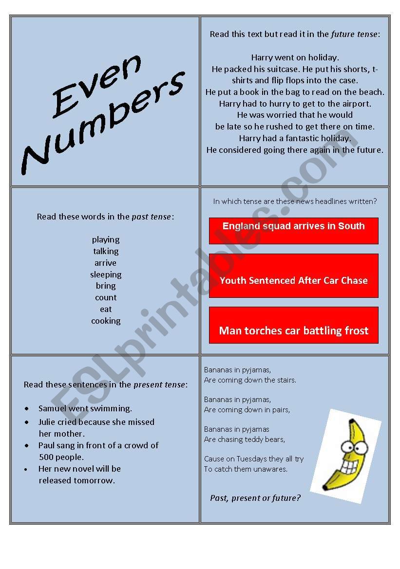 Tenses Card Game worksheet