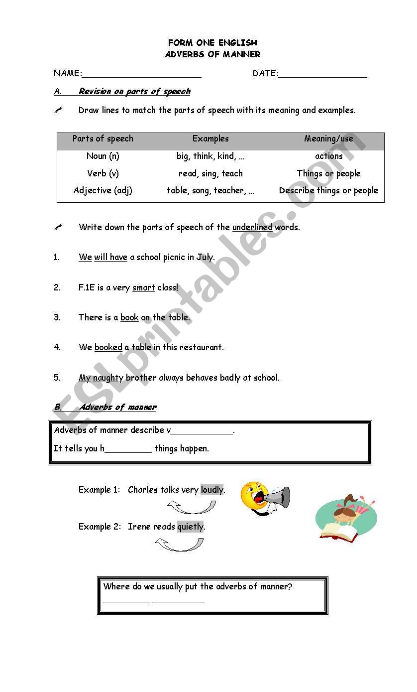 adverbs of manner worksheet