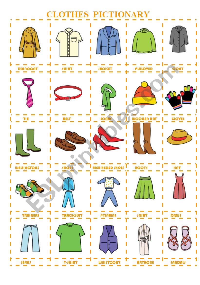 CLOTHES PICTIONARY worksheet