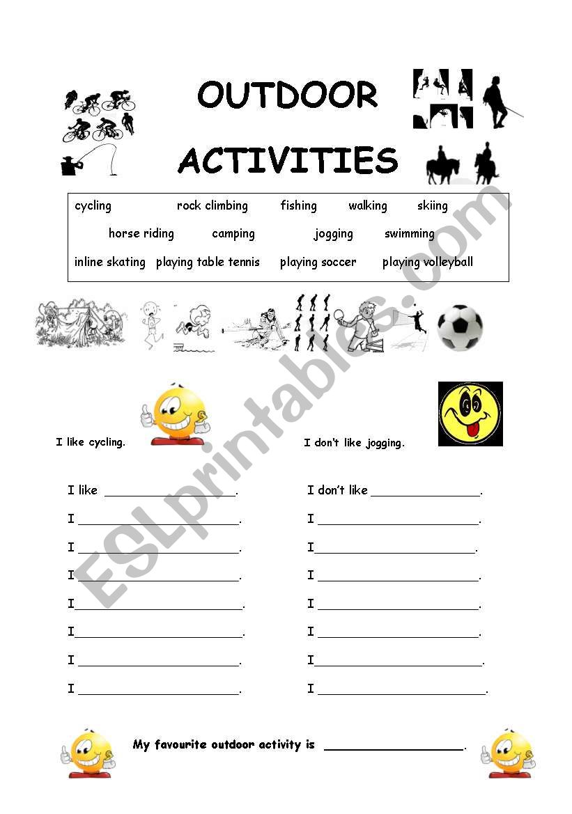 Favourite Outdoor Activities worksheet