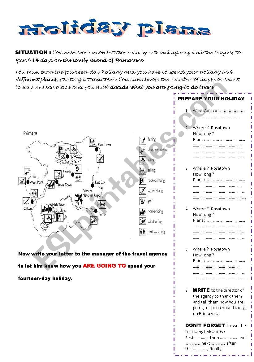 holiday plans worksheet