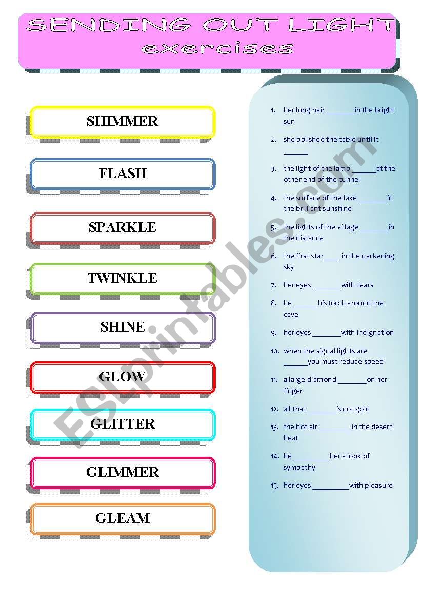 SENDING OUT LIGHT 2 worksheet