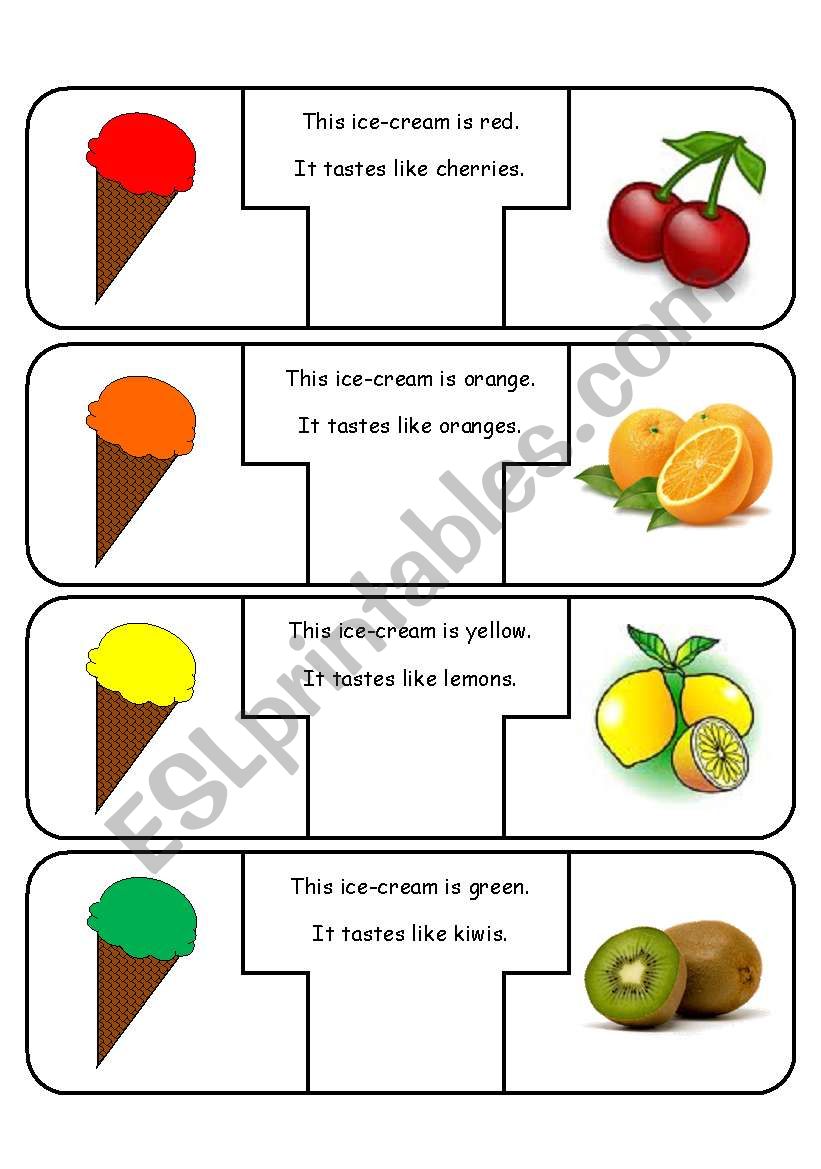 3 Part Puzzle Cards to Review Colours, Flavours and Plurals