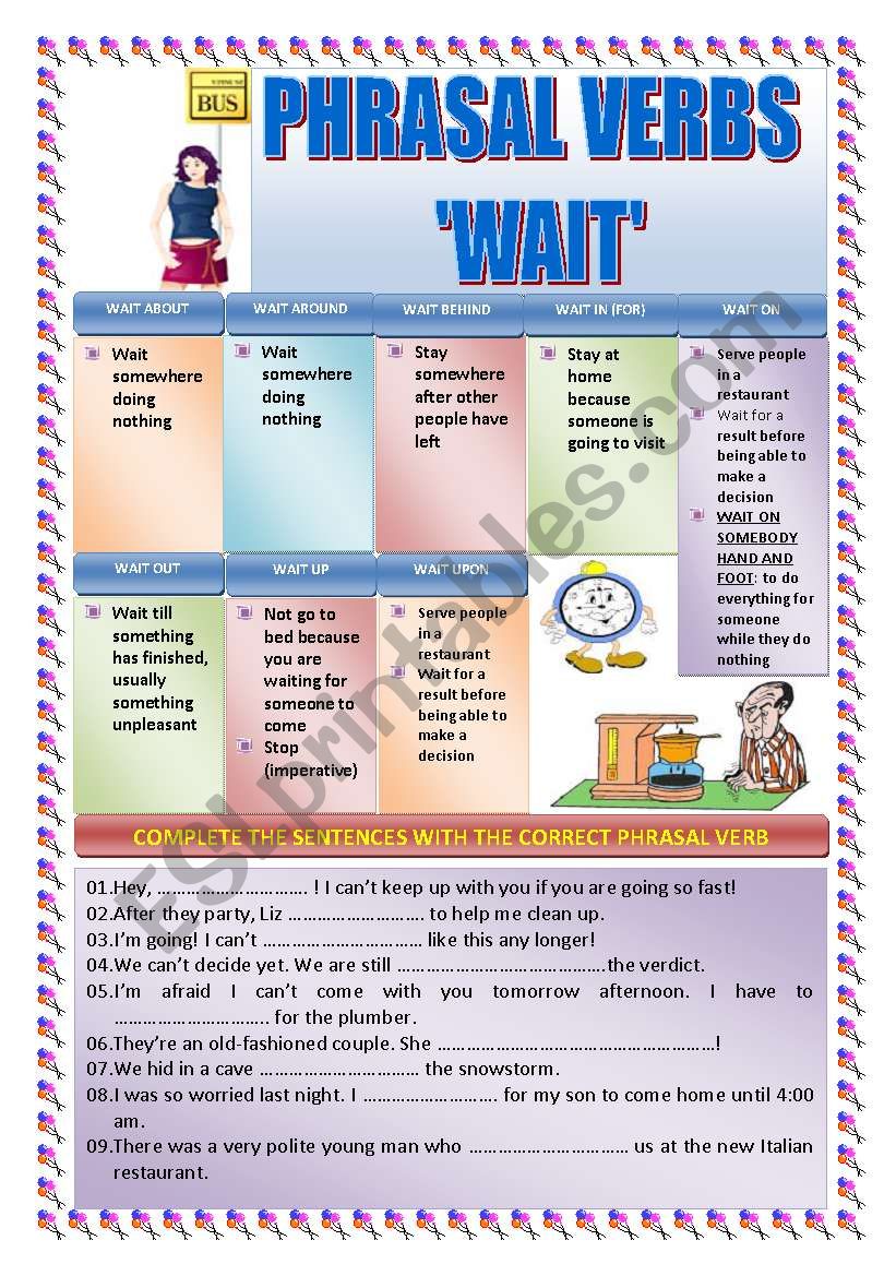 PHRASAL VERBS: WAIT worksheet