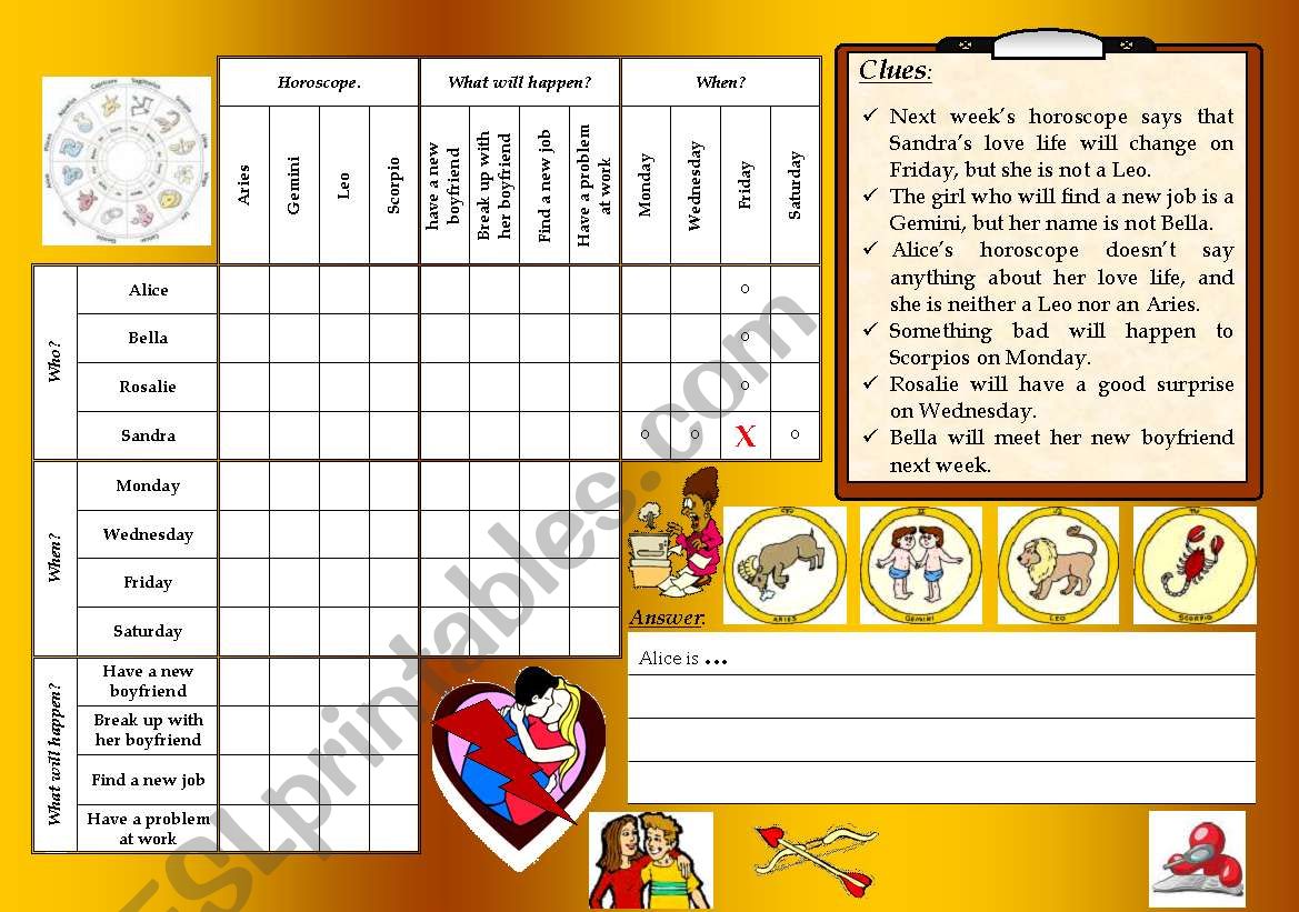 logic game 4 - next weekÂ´s horoscope