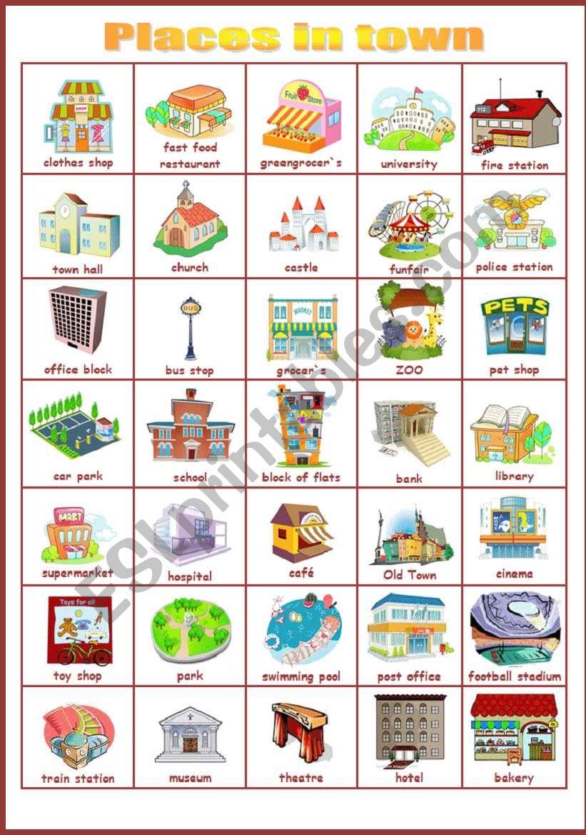 Places in town worksheet