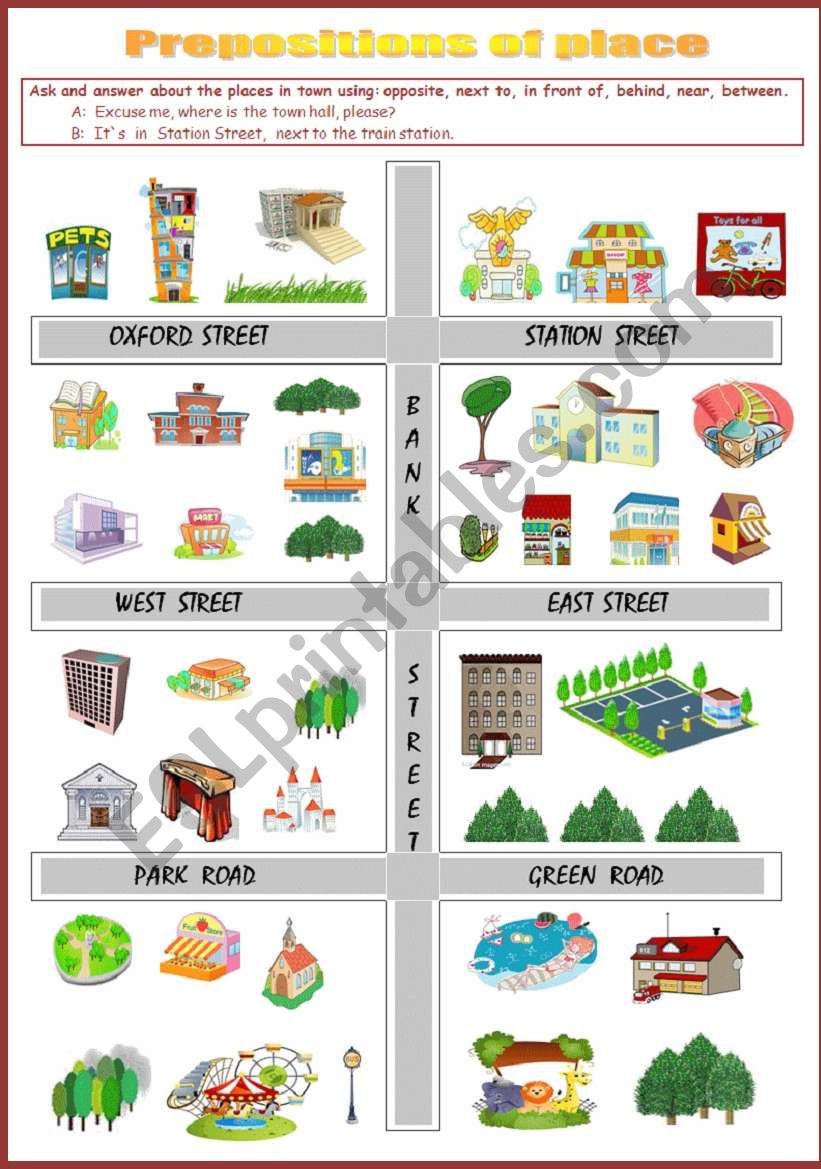 Prepositions of place worksheet