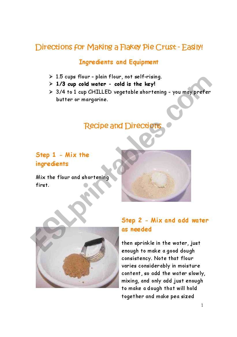How to make a flakey crust! worksheet