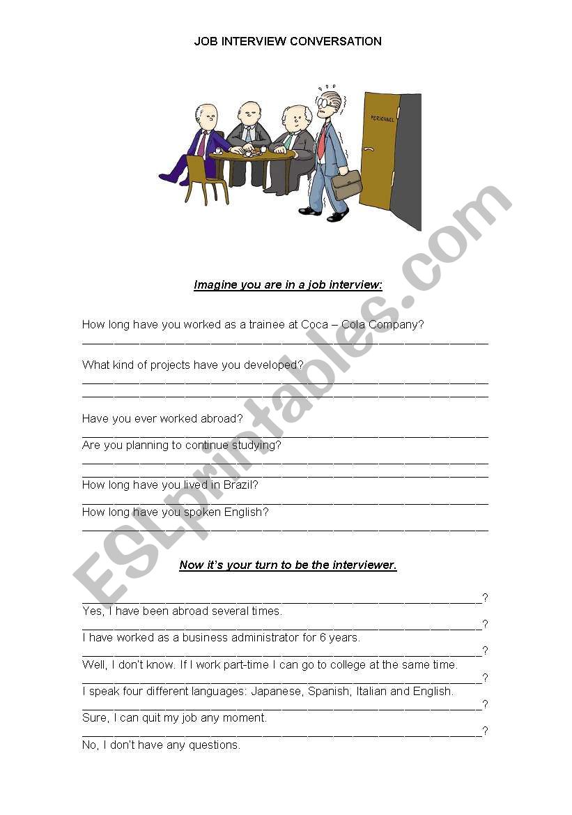 JOB INTERVIEW  worksheet