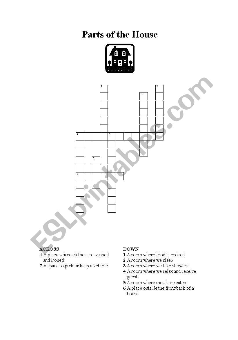 Parts of the house worksheet