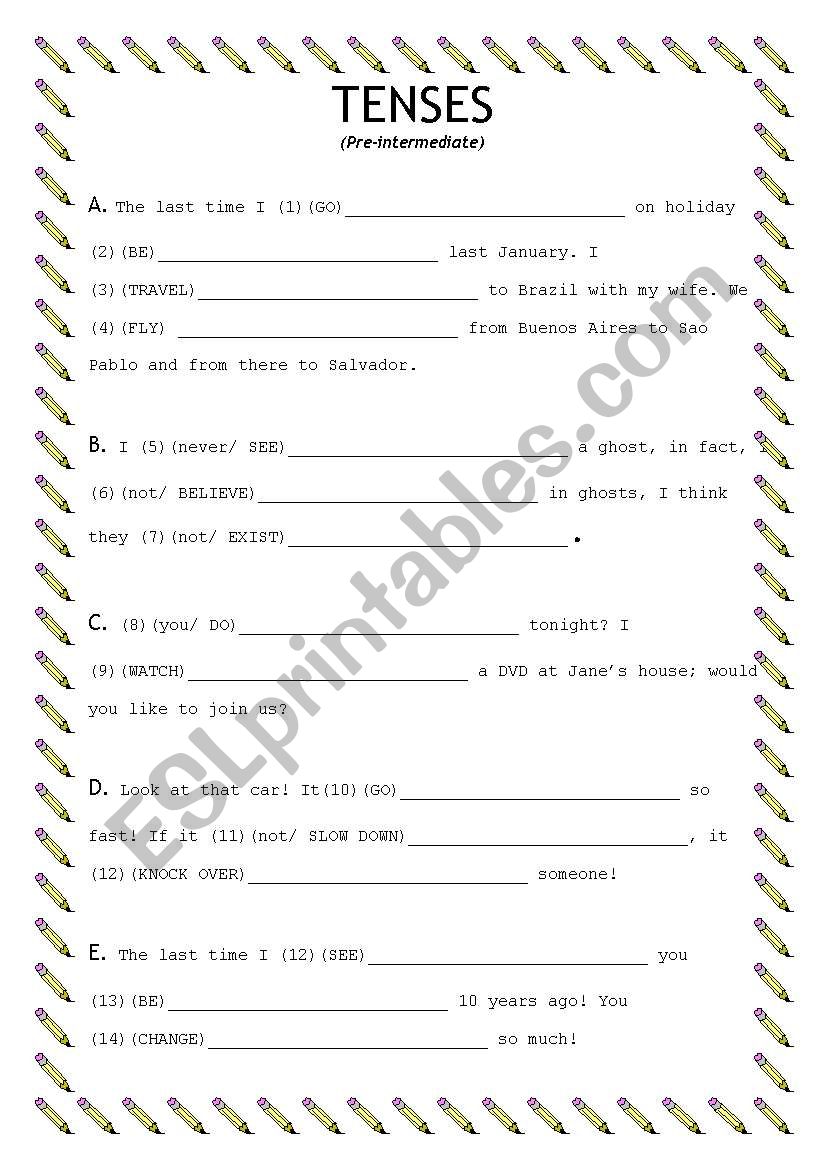 Mixed Tenses worksheet