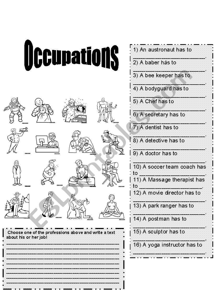 Occupations worksheet