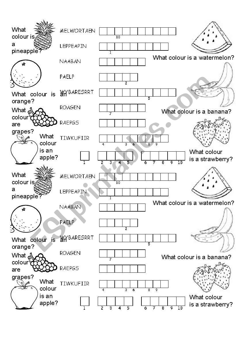 Which fruit is which? worksheet