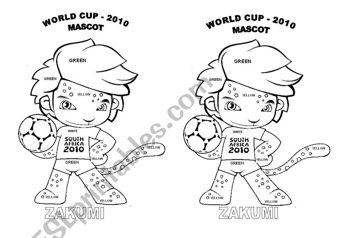 World cup 2010 mascot worksheet